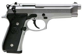 Beretta 92FS INOX 4.9 inch 9mm pistol with durable stainless finish.